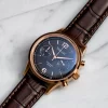 Vescari Chestor 40mm rosé goud zwarte wijzerplaat bruin lederen band Gentlemens Watches - Afbeelding 2