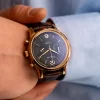 Vescari Chestor 40mm rosé goud zwarte wijzerplaat bruin lederen band Gentlemens Watches - Afbeelding 3