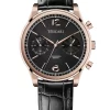 vescari chestor rose goud zwarte wijzerplaat zwart lederen band Gentlemens Watches
