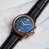 Vescari Chestor 40mm rosé gouden kast zwarte wijzerplaat zwart lederen band Gentlemens Watches - Afbeelding 2