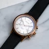 Vescari Chestor 40mm rosé gouden kast zilveren wijzerplaat zwarte canvas band Gentlemens Watches - Afbeelding 2