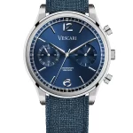 Vescari Chestor staal blauwen wijzerplaat blauwen canvas band Gentlemens Watches ( uitverkocht )