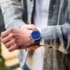Vescari Chestor 40mm staal blauwen wijzerplaat bruin lederen band Gentlemens Watches - Afbeelding 4