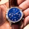 Vescari Chestor 40mm staal blauwen wijzerplaat bruin lederen band Gentlemens Watches - Afbeelding 2