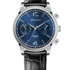 vescari chestor staal blauwen wijzerplaat zwart lederen band Gentlemens Watches