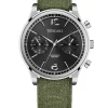vescari chestor staal zwarte wijzerplaat groenen canvas band Gentlemens Watches