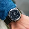 Vescari Chestor 40mm staal zwarte wijzerplaat groene canvas band Gentlemens Watches - Afbeelding 2