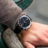 Vescari Chestor 40mm staal zwarte wijzerplaat zwart lederen band Gentlemens Watches - Afbeelding 2