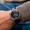 Vescari Chestor 40mm staal zwarte wijzerplaat zwart lederen band Gentlemens Watches - Afbeelding 4