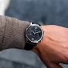 Vescari Chestor 40mm staal zwarte wijzerplaat zwart lederen band Gentlemens Watches - Afbeelding 3