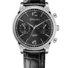 vescari chestor staal zwarte wijzerplaat zwart lederen band Gentlemens Watches