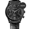 vescari chestor zwart staal zwarte wijzerplaat zwart lederen band Gentlemens Watches