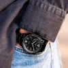 Vescari Chestor 40mm Zwart Staal Zwarten Wijzerplaat Zwart Stalen Band Met Vlindersluiting - Afbeelding 3
