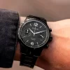 Vescari Chestor 40mm Zwart Staal Zwarten Wijzerplaat Zwart Stalen Band Met Vlindersluiting - Afbeelding 2